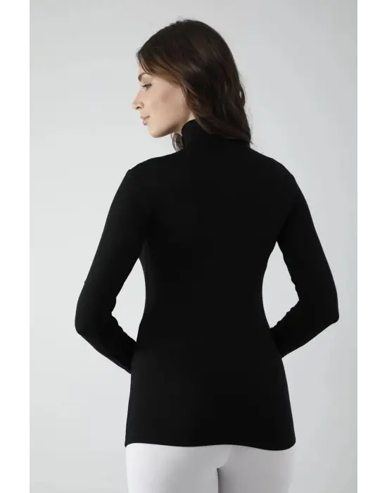 Vivaldi Kadın Sİyah Uzun Kol Balıkçı Body Likralı 353