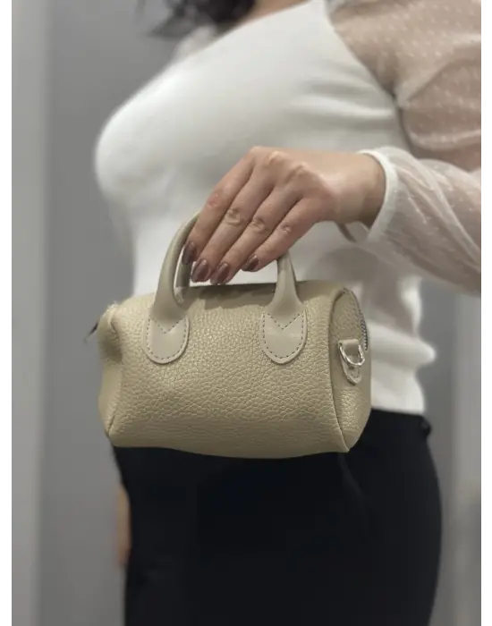 Omarı Şık Vizon Renkli Deri Çanta