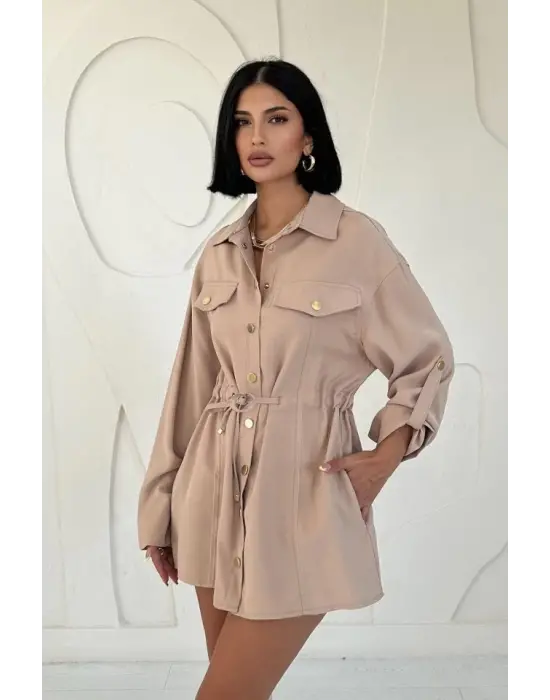 Omarı Vizon Renkli Tünel Detaylı Gömlek