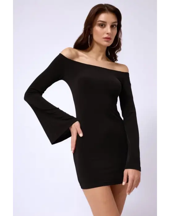 Omarı Şık Volan Detaylı Mini Elbise