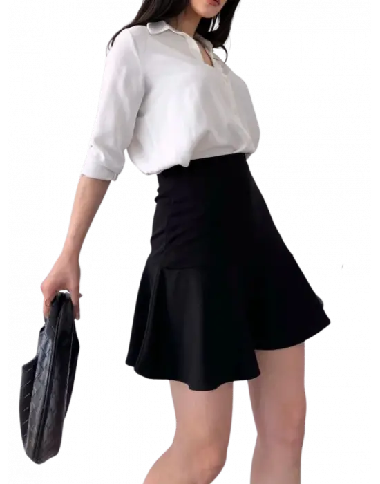 Volanlı  Etek - SİYAH