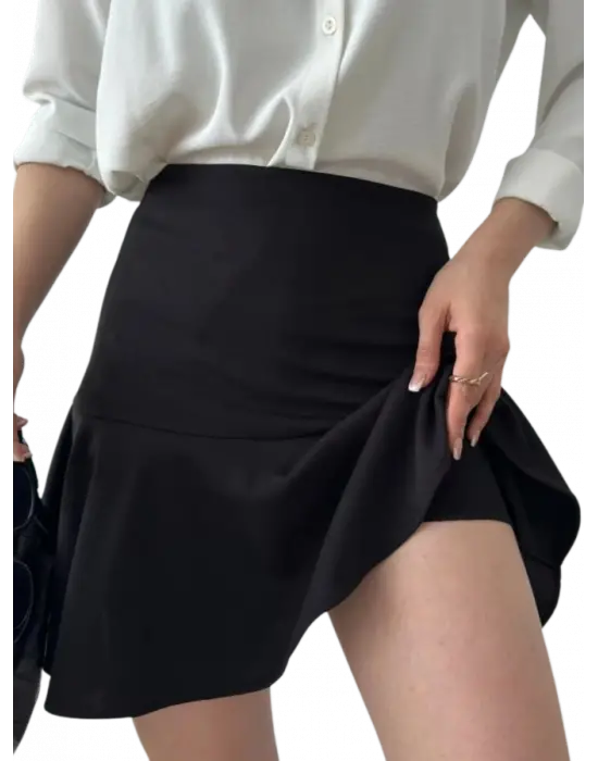 Volanlı  Etek - SİYAH