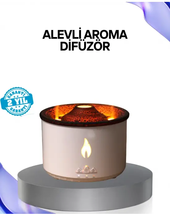 Volkan Efektli Aroma Difüzörü – Sessiz Çalışma, Otomatik Kapanma Ve Led Işık