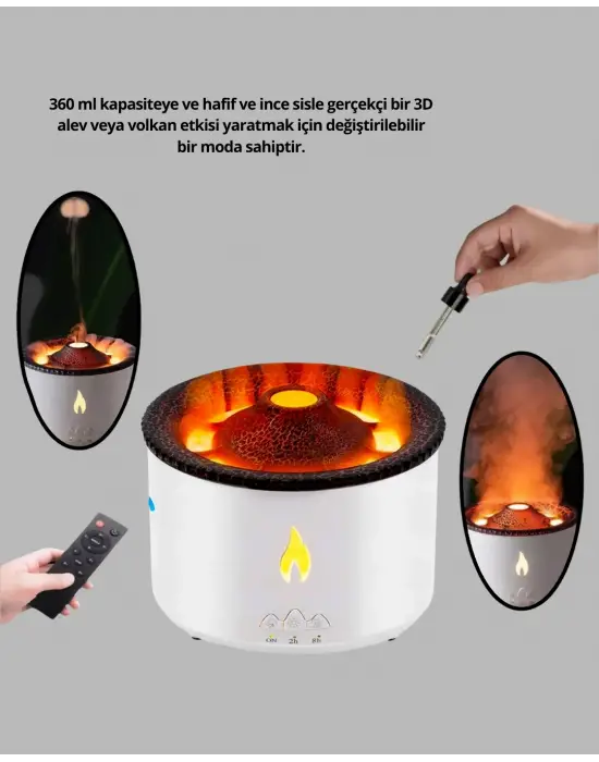Volkan Efektli Aroma Difüzörü – Sessiz Çalışma, Otomatik Kapanma Ve Led Işık