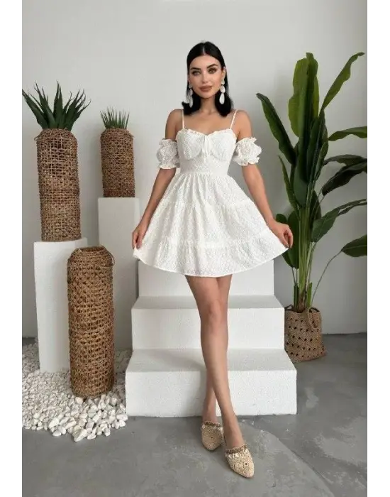 Omarı Siyah Mini Elbise Kolsuz Vücut Hatlarına Oturan