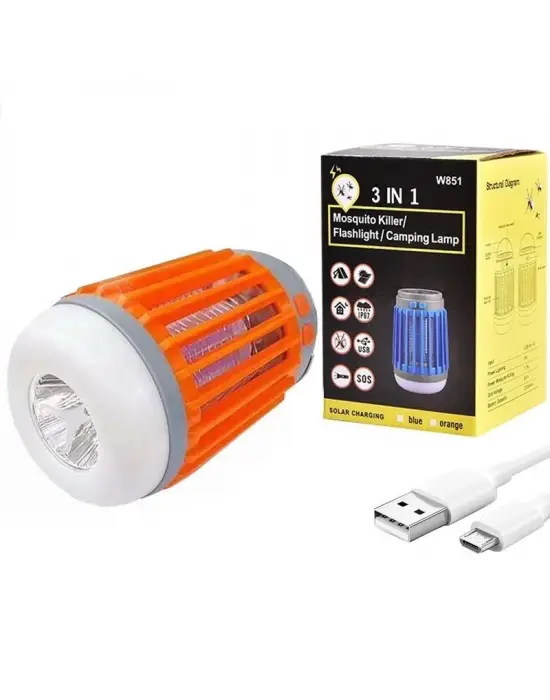 W851 Usbli Solar Sinek Öldürücü Özellikli 3ın1 Kamp Feneri