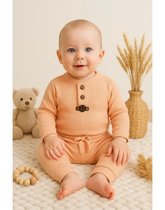 Waffle Çıtlı Düğmeli 2li Mevsimlik Takım