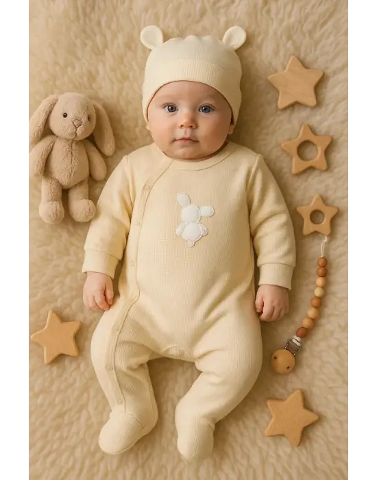 Waffle Tavşanlı Erkek Tulum %100 Pamuk