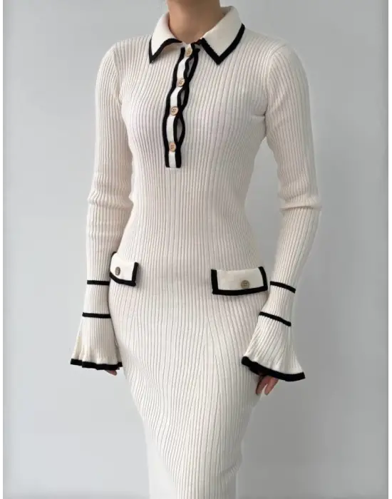 Omarı Şık ve Minimalist Cep Detaylı Elbise