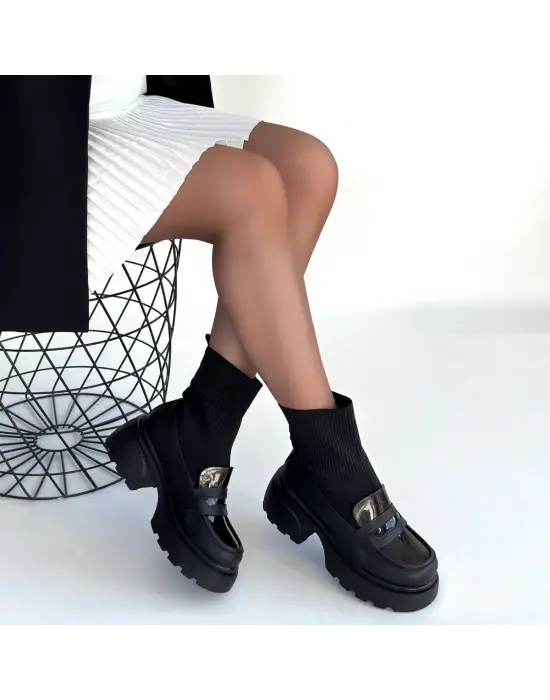 Wanye Siyah Cilt Cilt Streçli Bot