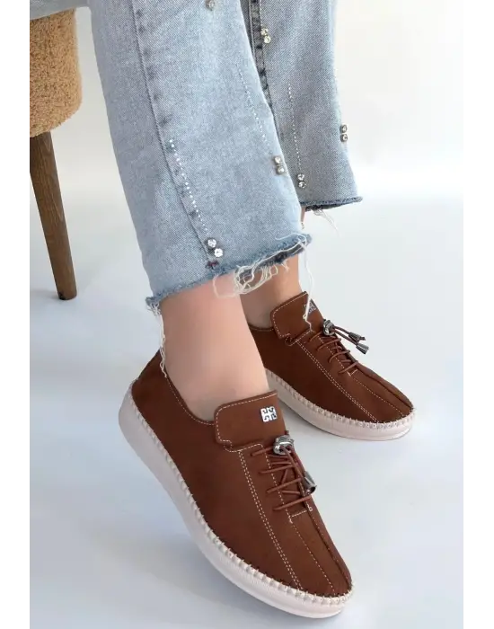 Warte Kahverengi Süet Bağcıklı Spor Ayakkabı