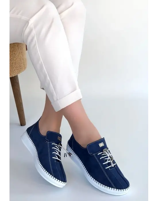 Warte Lacivert Süet Bağcıklı Spor Ayakkabı