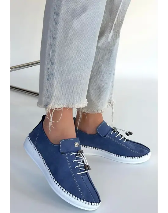 Warte Mavi Süet Bağcıklı Spor Ayakkabı