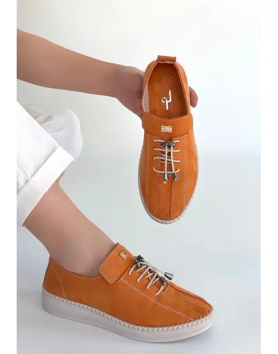 Warte Turuncu Süet Bağcıklı Spor Ayakkabı