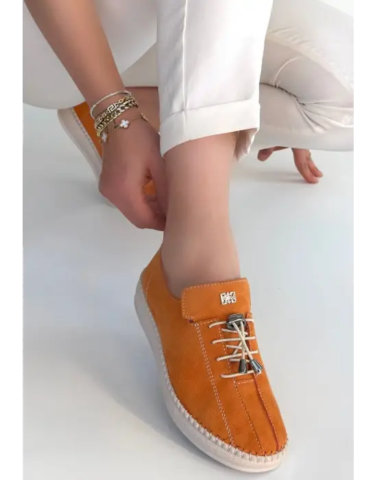 Warte Turuncu Süet Bağcıklı Spor Ayakkabı