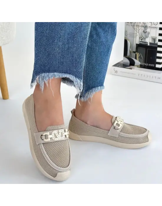 Modern Bej Triko Babet Ayakkabı