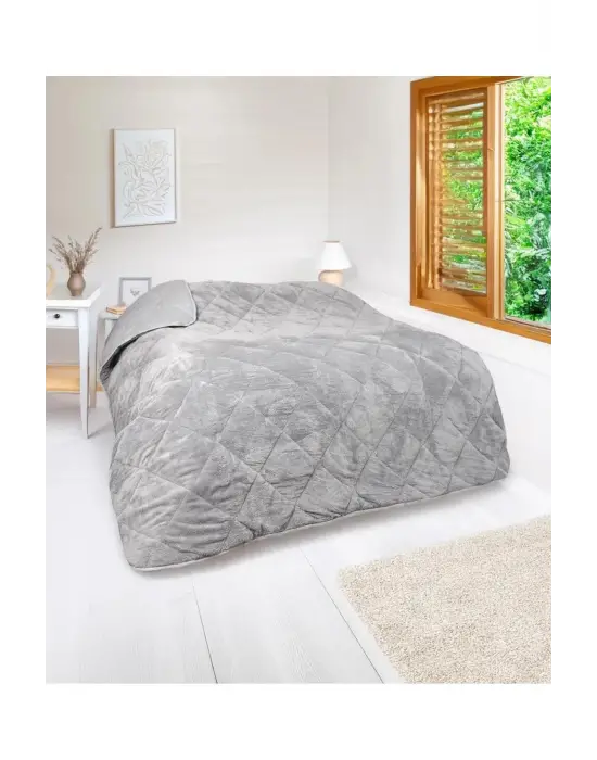 WELSOFT YORGAN ÇİFT KİŞİLİK YORGAN 200*220 ÇİFT TARAFLI-Gri