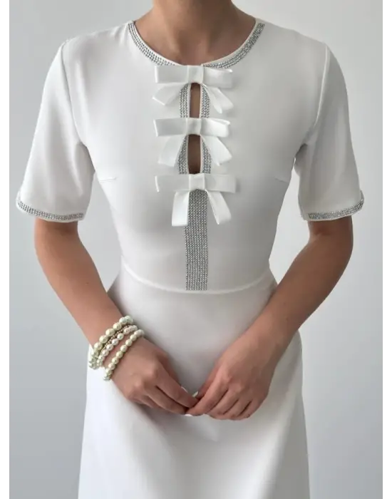 Wera Taşlı Fiyonk Detaylı Elbise