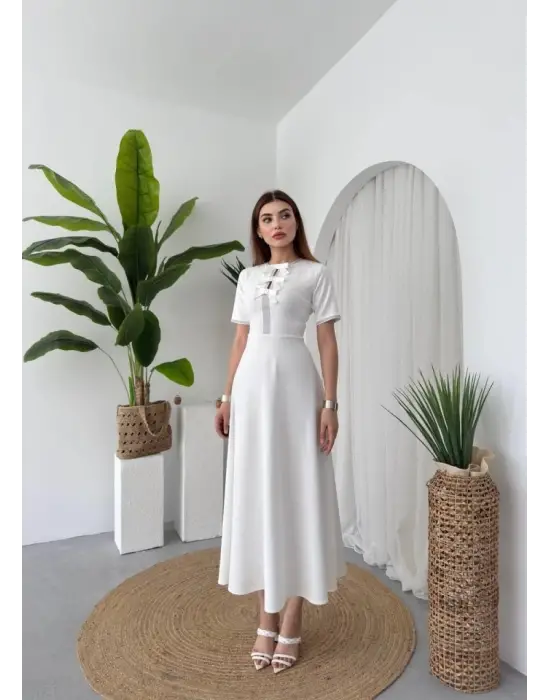 Wera Taşlı Fiyonk Detaylı Elbise