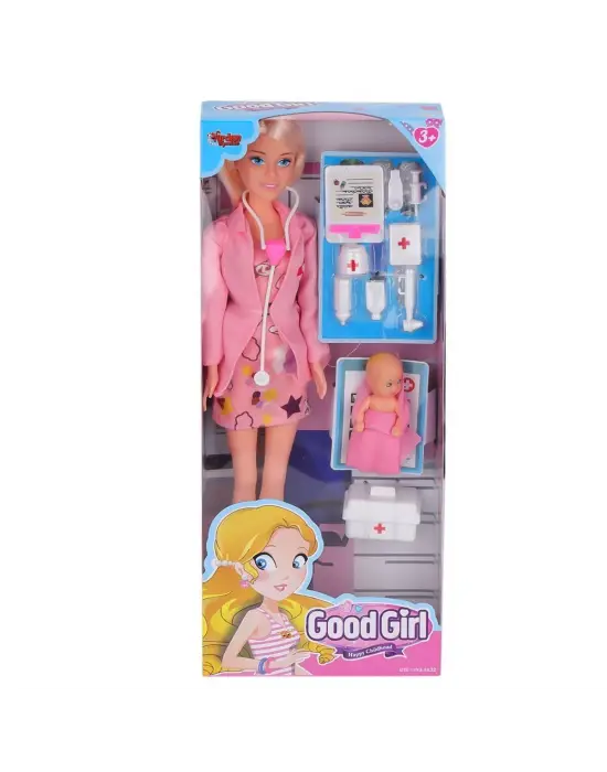 Omarı Eğlenceli Doktor Bebek Oyuncak 29 cm Boy - Aksesuarlı