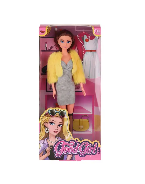 WG-115519-20 Kürk Ceketli Elbiseli Bebek 29 cm  -Vardem Oyuncak