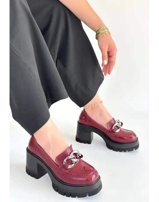 Winar Bordo Rugan Doldu Topuk Ayakkabı