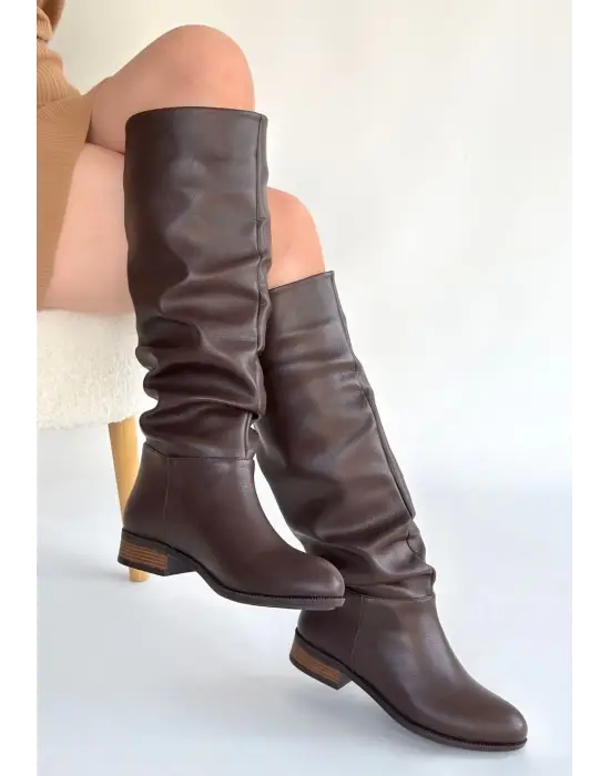 Winda Kahverengi Cilt Körüklü Çizme