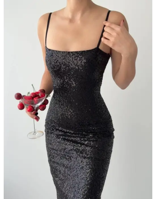 Omarı İp Askılı Şık Elbise