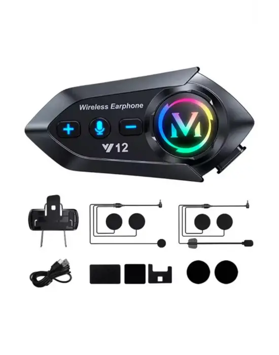 Y12  Motor Kask Kulaklık Rgb Modlu Radyolu Motosiklet Kulaklık 5.3 Bluetooth Intercom