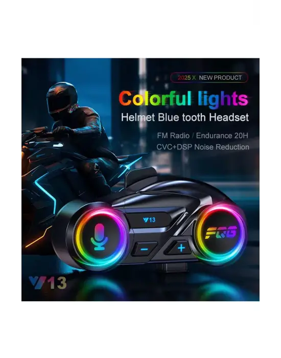 Y13 Motor Kask Kulaklık Rgb Modlu Radyolu Motosiklet Kulaklık 5.3 Bluetooth Intercom