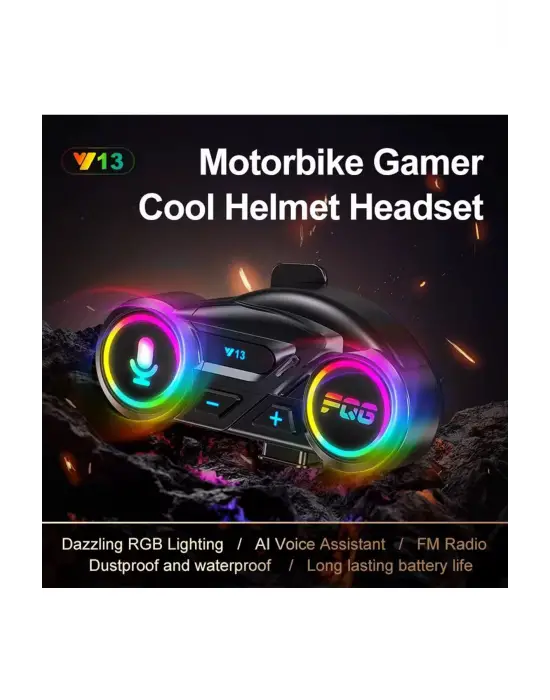 Y13 Motor Kask Kulaklık Rgb Modlu Radyolu Motosiklet Kulaklık 5.3 Bluetooth Intercom