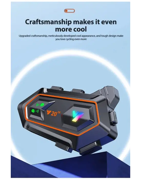 Y20 2x 1000m Telsiz Mesafeli 2 Kişi Bağlantılı Bluetooth Kask Kulaklık Fenerli İntercom