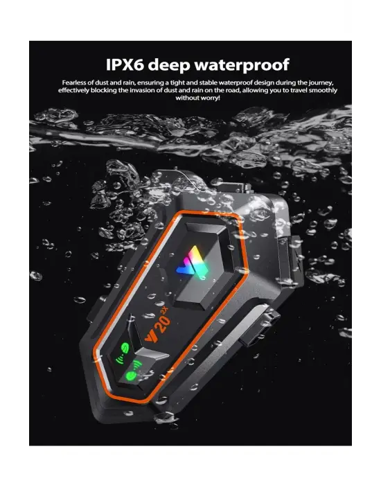 Y20 2x 1000m Telsiz Mesafeli 2 Kişi Bağlantılı Bluetooth Kask Kulaklık Fenerli İntercom