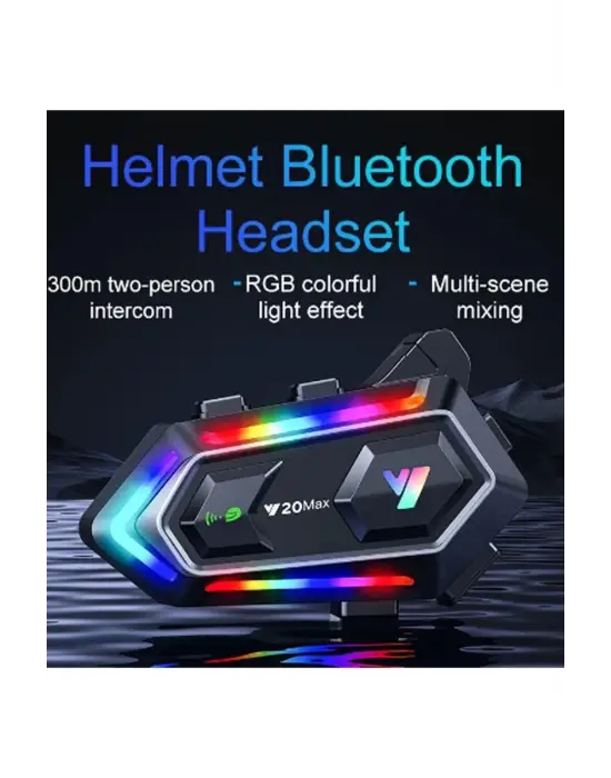 Y20 Max Motosiklet Bluetooth 5.3 Kask Intercom 2 Kişi 300 Metre Eşleşme Özellikli