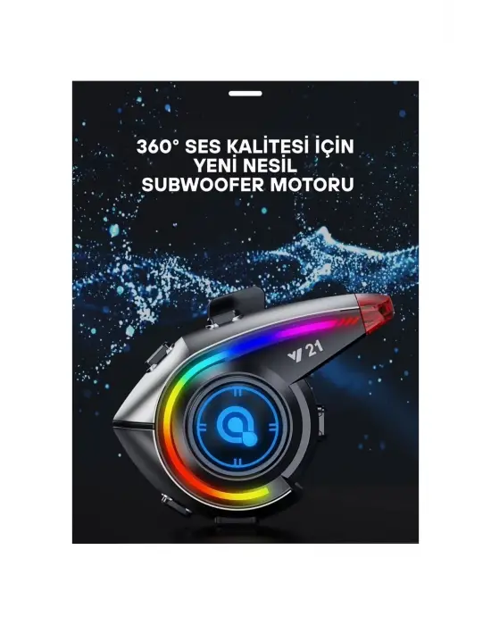 Y21 Rgb Işık Efektli Intercom Bluetooth Motosiklet Kask Kulaklığı Intercom Kulaklık