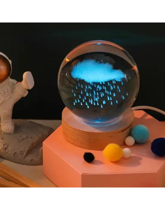 Yağmur Bulutu Tasarımlı Renk Değiştiren Cam Küre