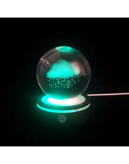 Yağmur Bulutu Tasarımlı Usb&039li Dönen Cam Küre