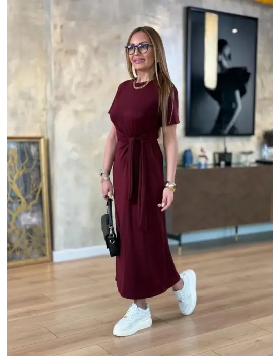 Omarı Kadın Kısa Kollu Yandan Bağlamalı Elbise