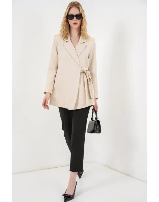 Yandan Bağlamalı Blazer Ceket 0750 - Bej