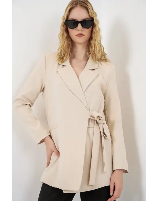 Yandan Bağlamalı Blazer Ceket 0750 - Bej