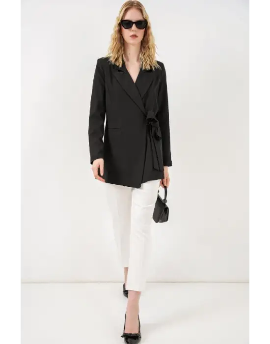 Yandan Bağlamalı Blazer Ceket 0750 - Siyah