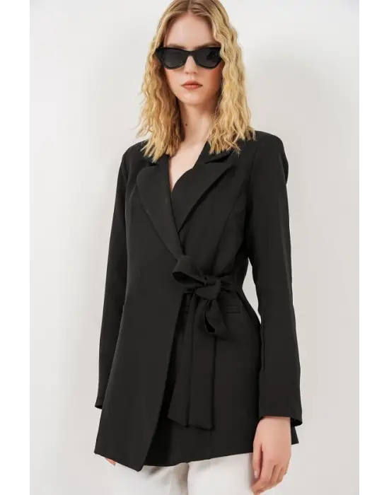 Yandan Bağlamalı Blazer Ceket 0750 - Siyah