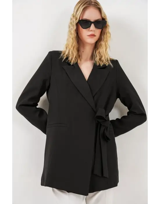 Yandan Bağlamalı Blazer Ceket 0750 - Siyah