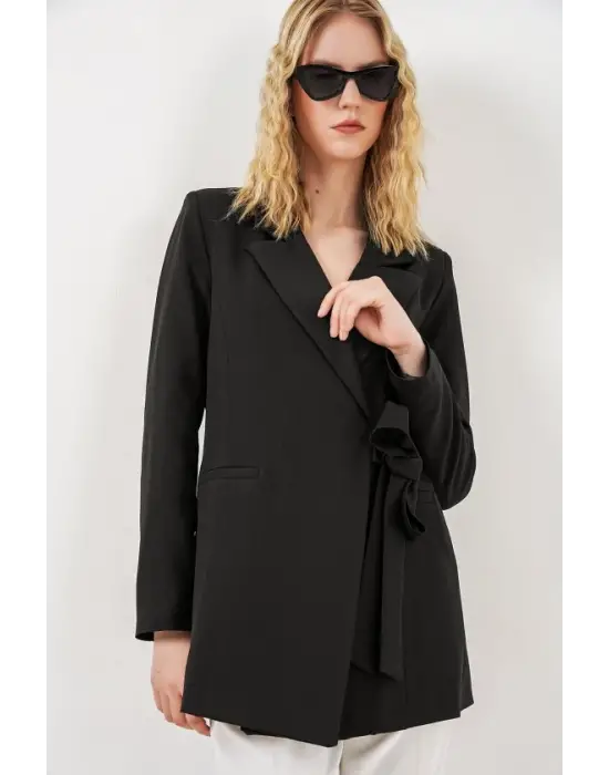 Yandan Bağlamalı Blazer Ceket 0750 - Siyah