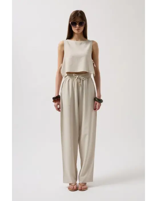 Omarı Cropped Bluz Yandan Bağlamalı Stil