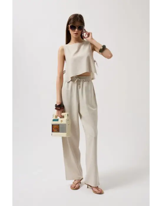 Omarı Cropped Bluz Yandan Bağlamalı Stil