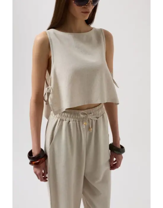 Omarı Cropped Bluz Yandan Bağlamalı Stil