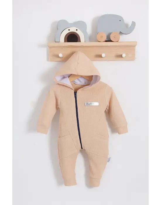 Yandan Cepli Fermuarlı % 100 Pamuk Erkek Bebek Tulumu