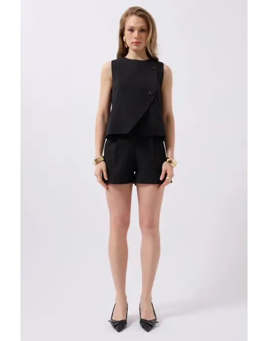 Yandan Düğmeli Dokuma Yelek