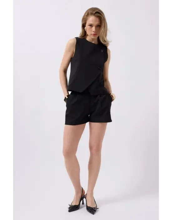 Yandan Düğmeli Dokuma Yelek